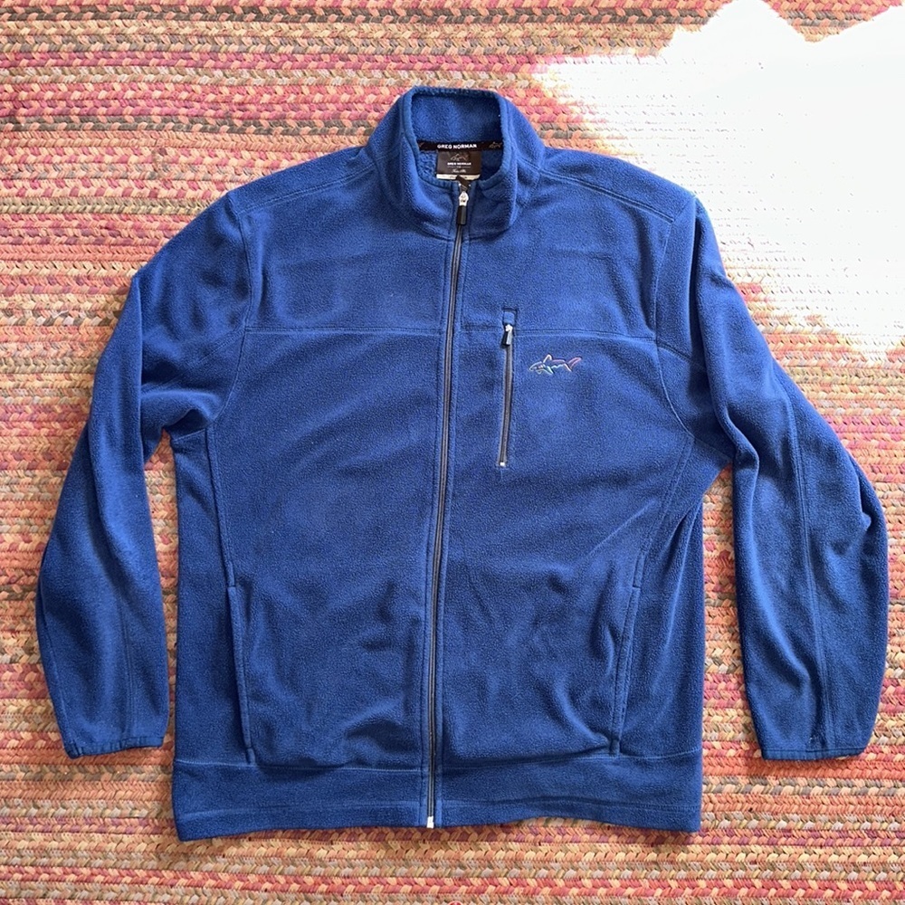 GREY NORMAN for TASSO ELBA FIVE IRON BLUE ZIP UP GOLF FLEECE JACKET